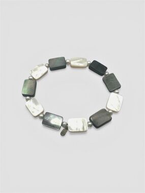 Mother of Pearl Stretch Bracelet Rectangle Boho Beach Coastal Cowgirl MOP